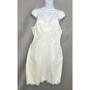 Vintage Shadowline slip nightie size 40‎ Midi adjustable straps Y2K Ivory Lace